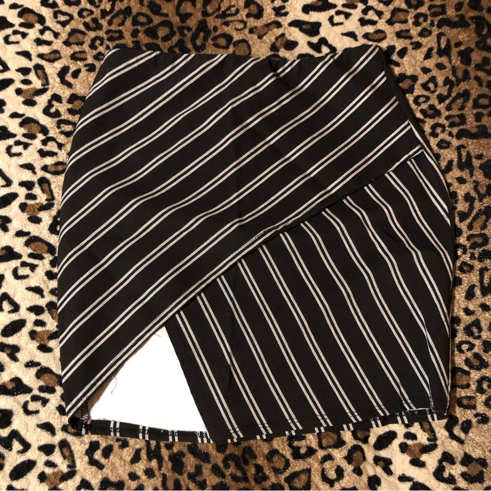 Dolls Kill Black and White Striped Mini Skirt